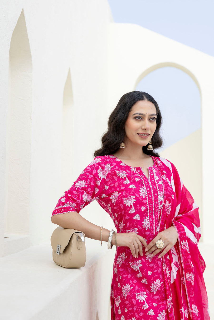 Blushvine Pink Cotton Dupatta Set — image 6