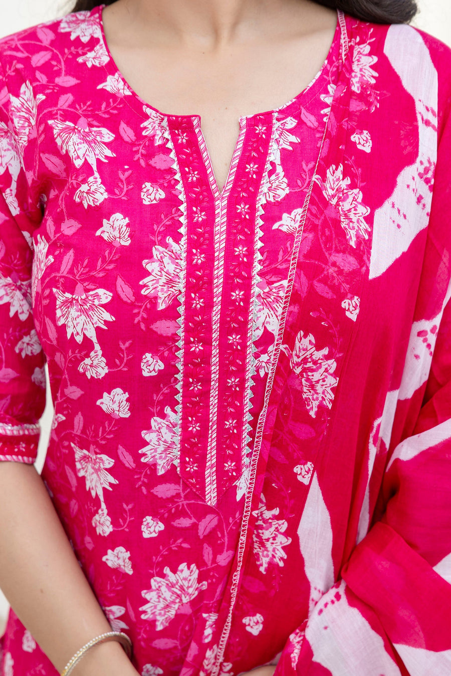Blushvine Pink Cotton Dupatta Set — image 3