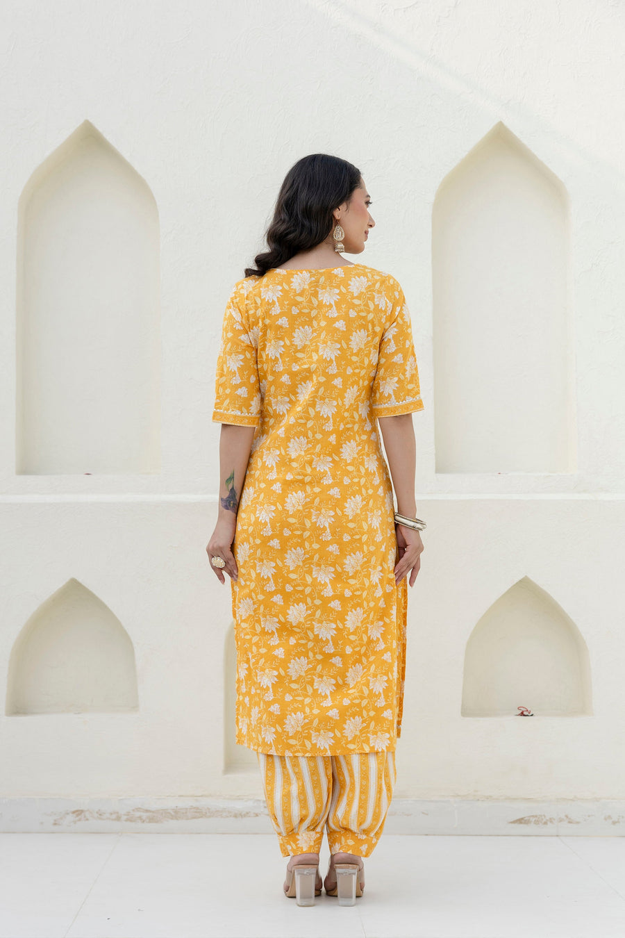 Goldenray Yellow Cotton Dupatta Set — image 2