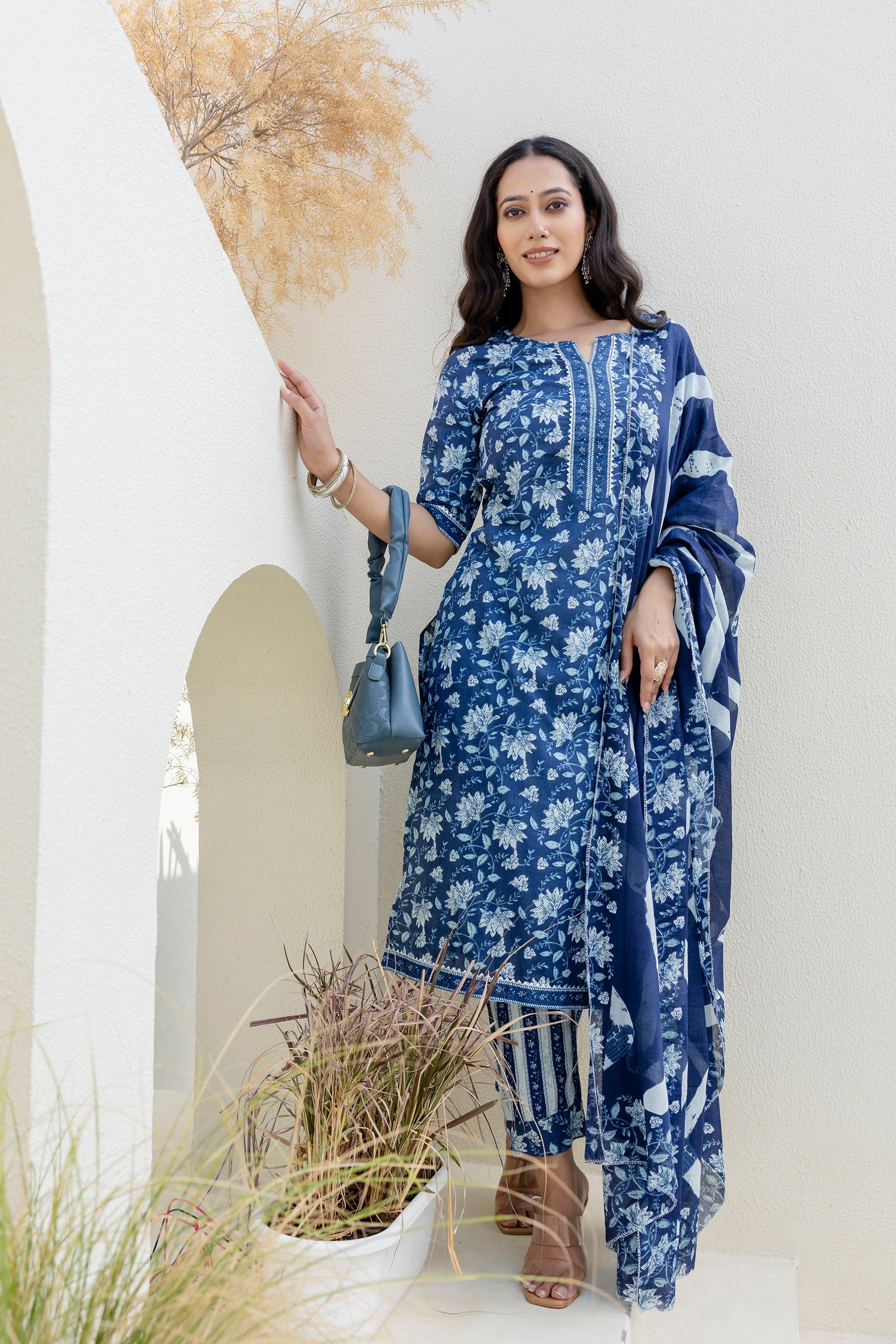 Skyvale Blue Cotton Dupatta Set - Me&My