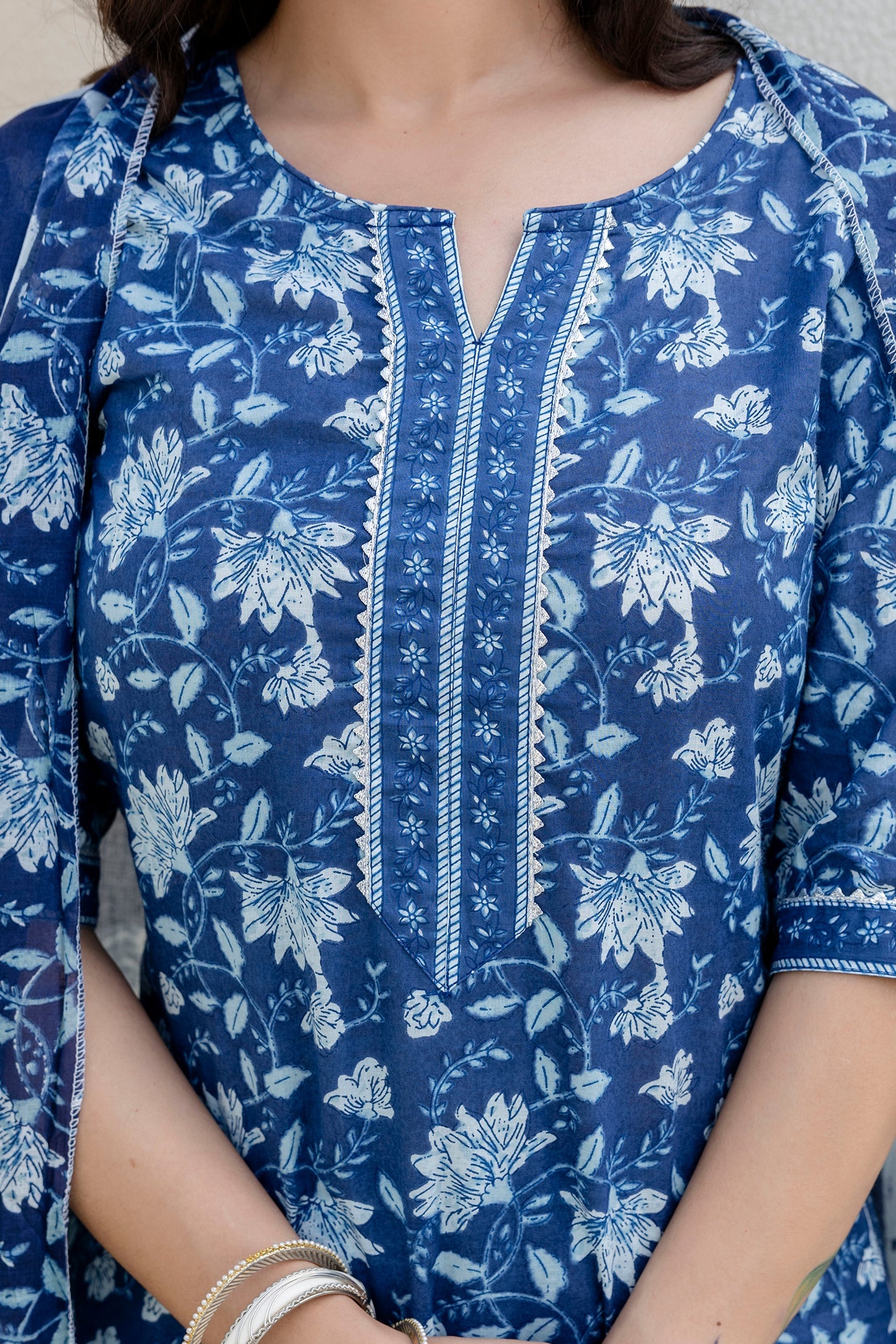 Skyvale Blue Cotton Dupatta Set - Me&My