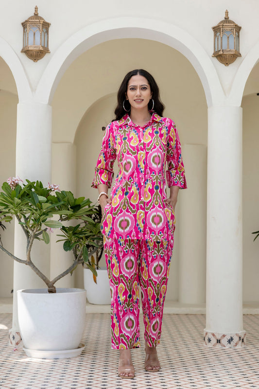 Whimzicle Pink Abstract Cotton Co-ord Set - Me&My