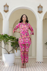 Whimzicle Pink Abstract Cotton Co-ord Set - Me&My