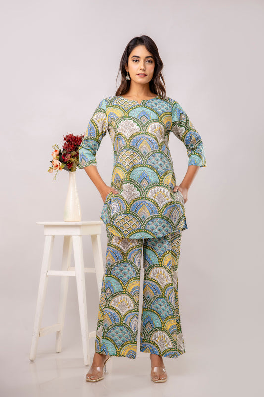 Multi Color Cotton Abstract Co-ord Set - Me&My