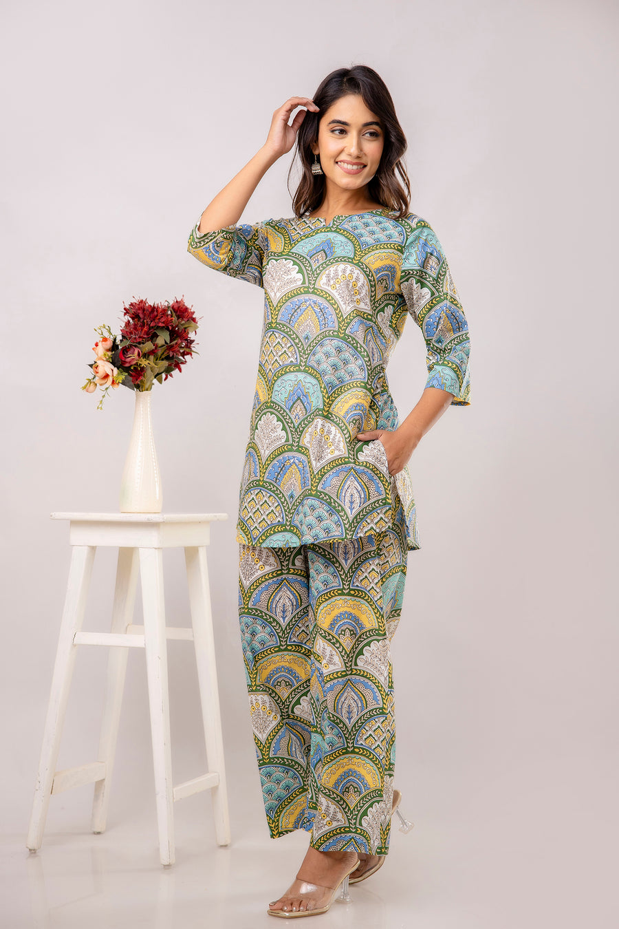 Multi Color Cotton Abstract Co-ord Set — image 4