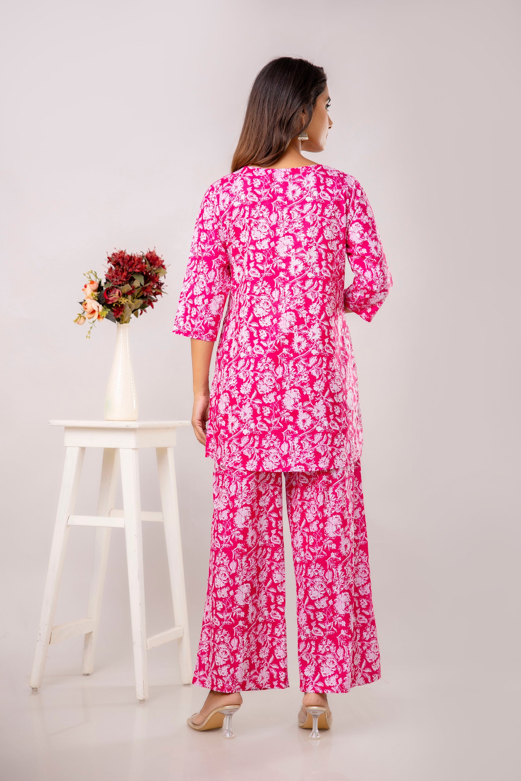 Pink Cotton Floral Co-ord Set