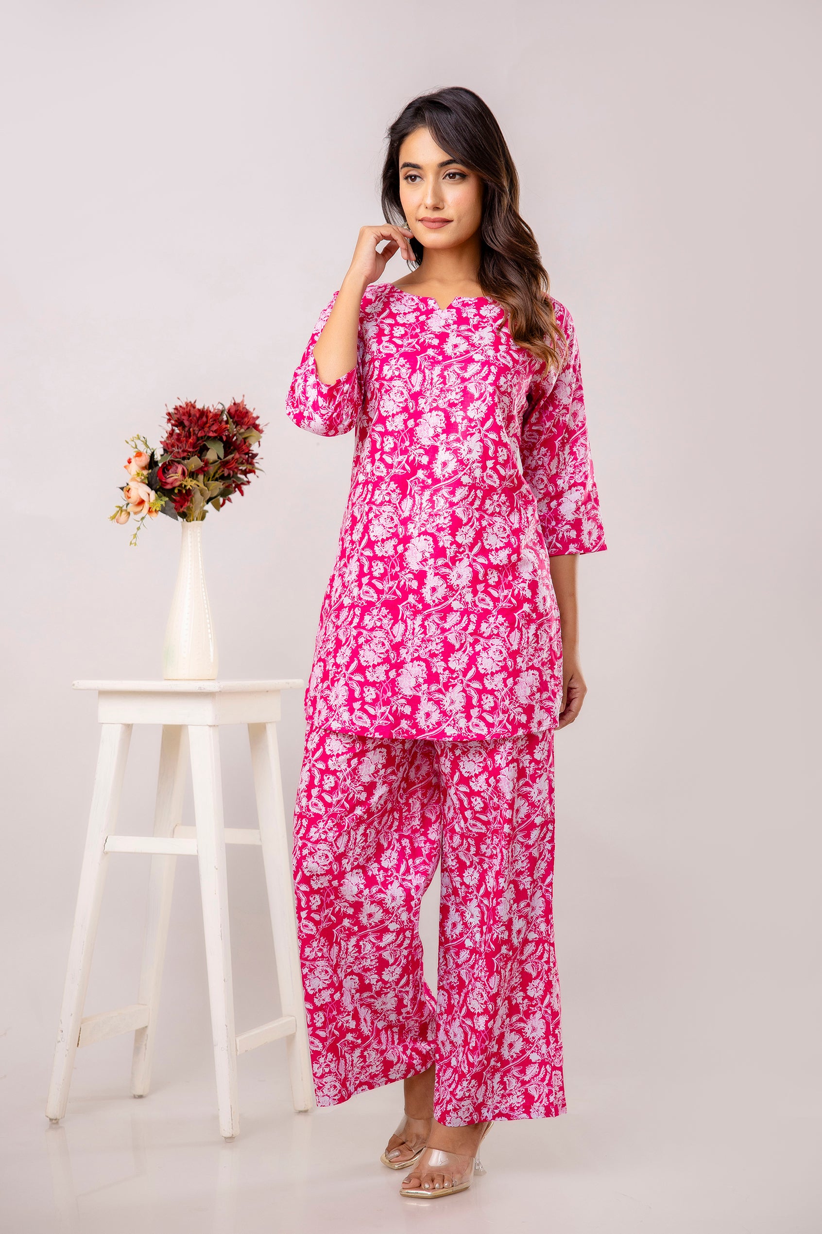 Pink Cotton Floral Co-ord Set