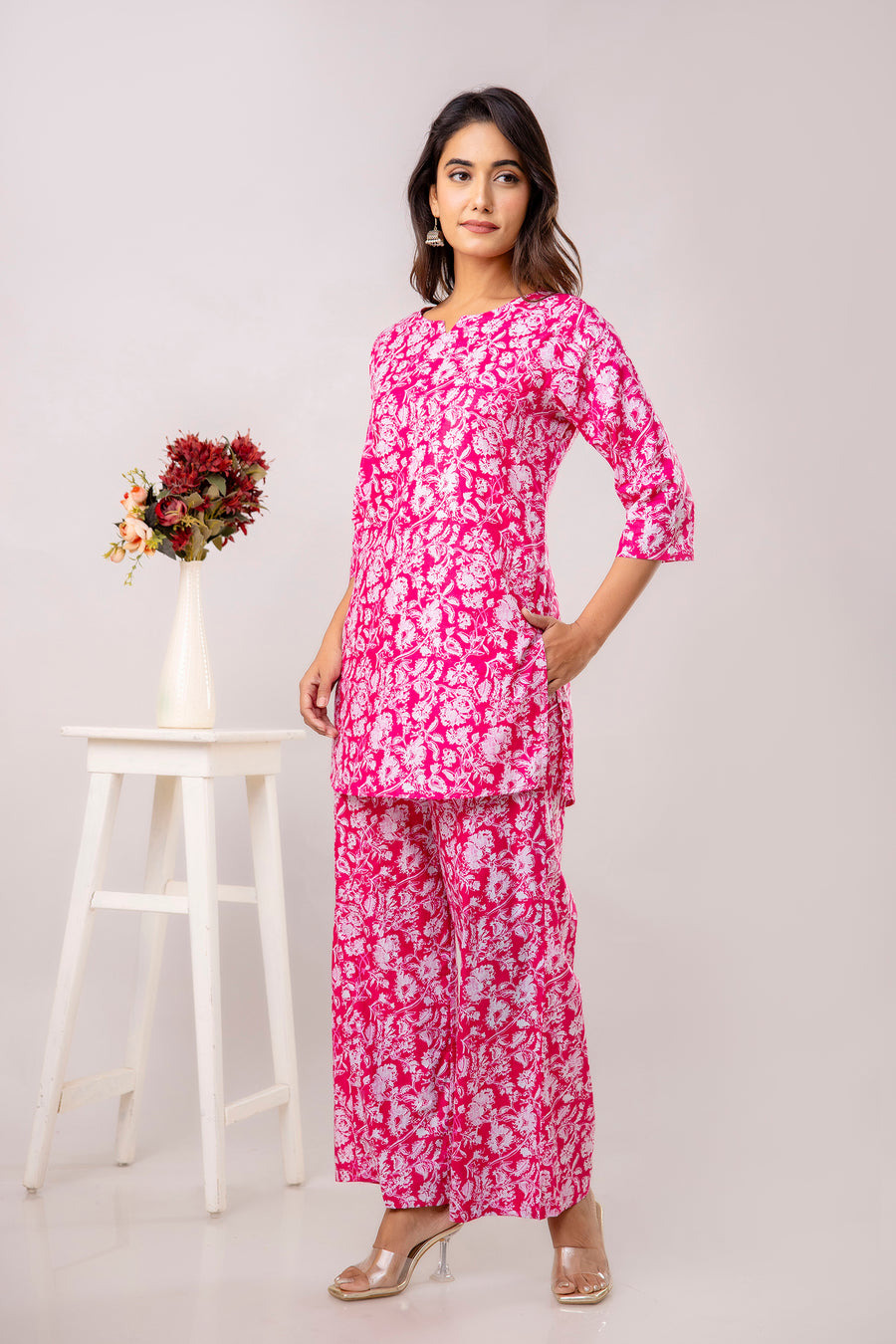 Pink Cotton Floral Co-ord Set — image 2