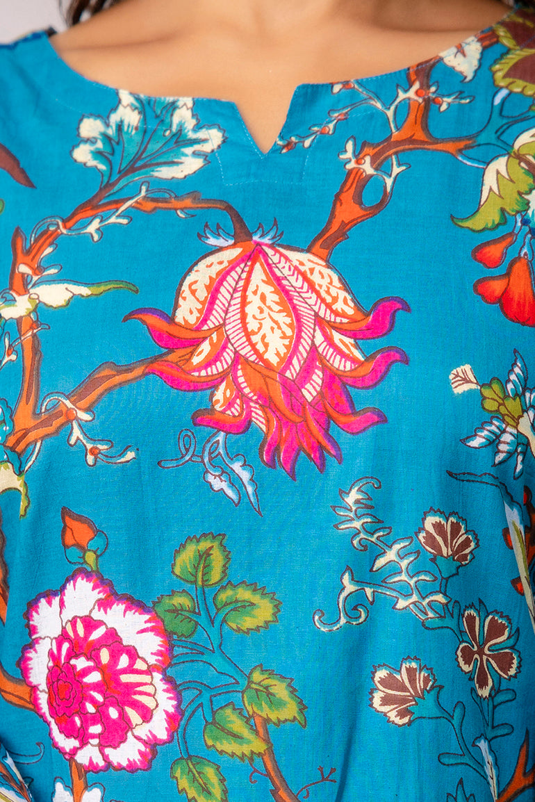 Turquoise Cotton Floral Co-ord Set — image 7