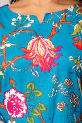Turquoise Cotton Floral Co-ord Set - Me&My