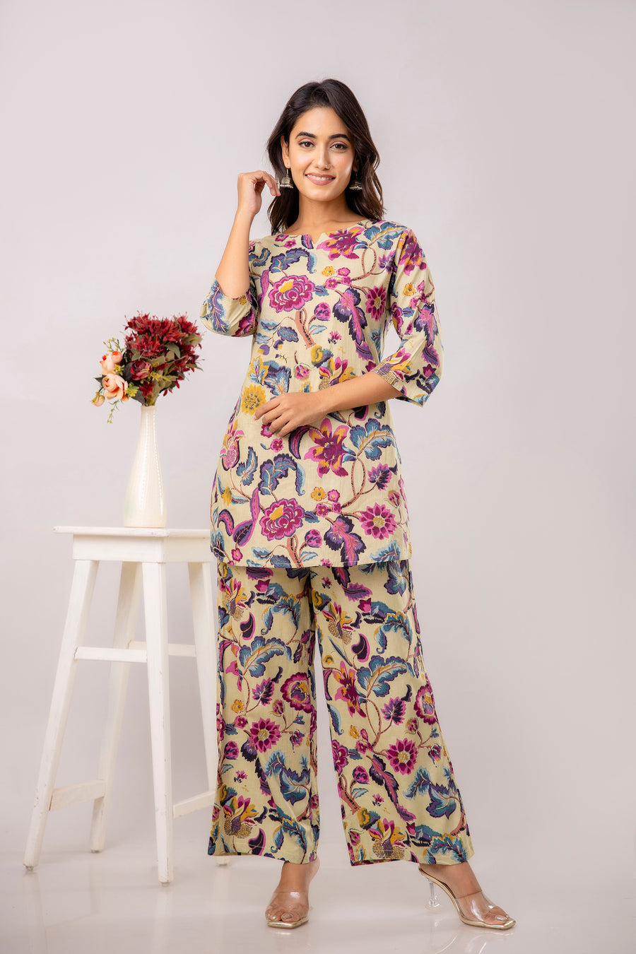 Light Green Cotton Floral Co-ord Set — image 3