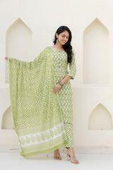 Basil Floral Cotton Dupatta Set from Me&My