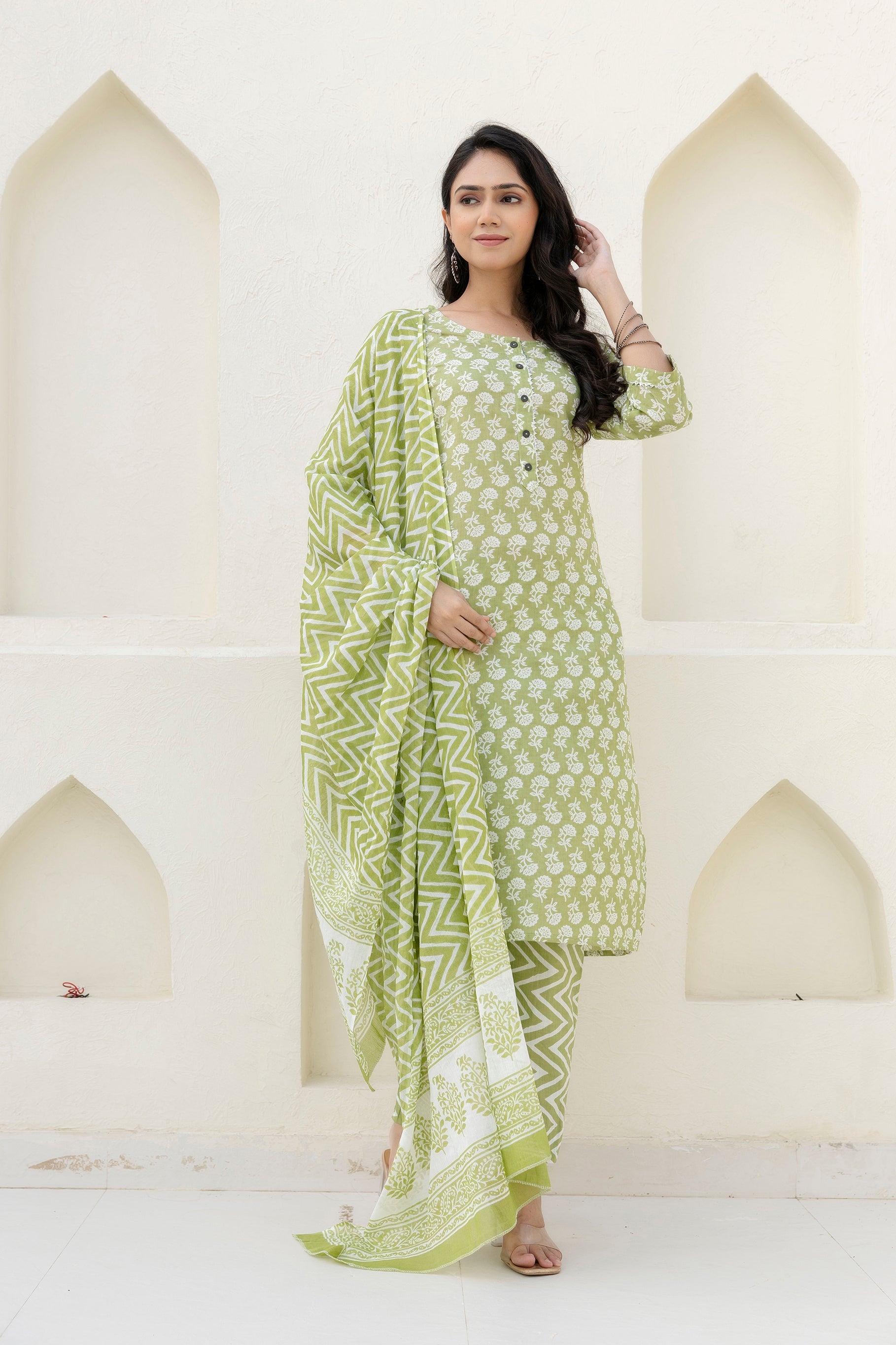 Basil Floral Cotton Dupatta Set from Me&My