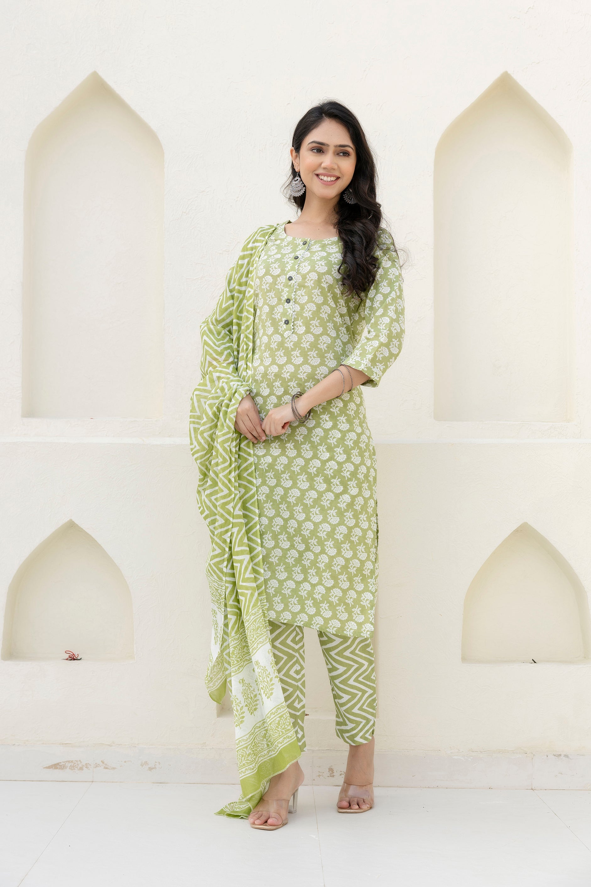 Basil Floral Cotton Dupatta Set from Me&My