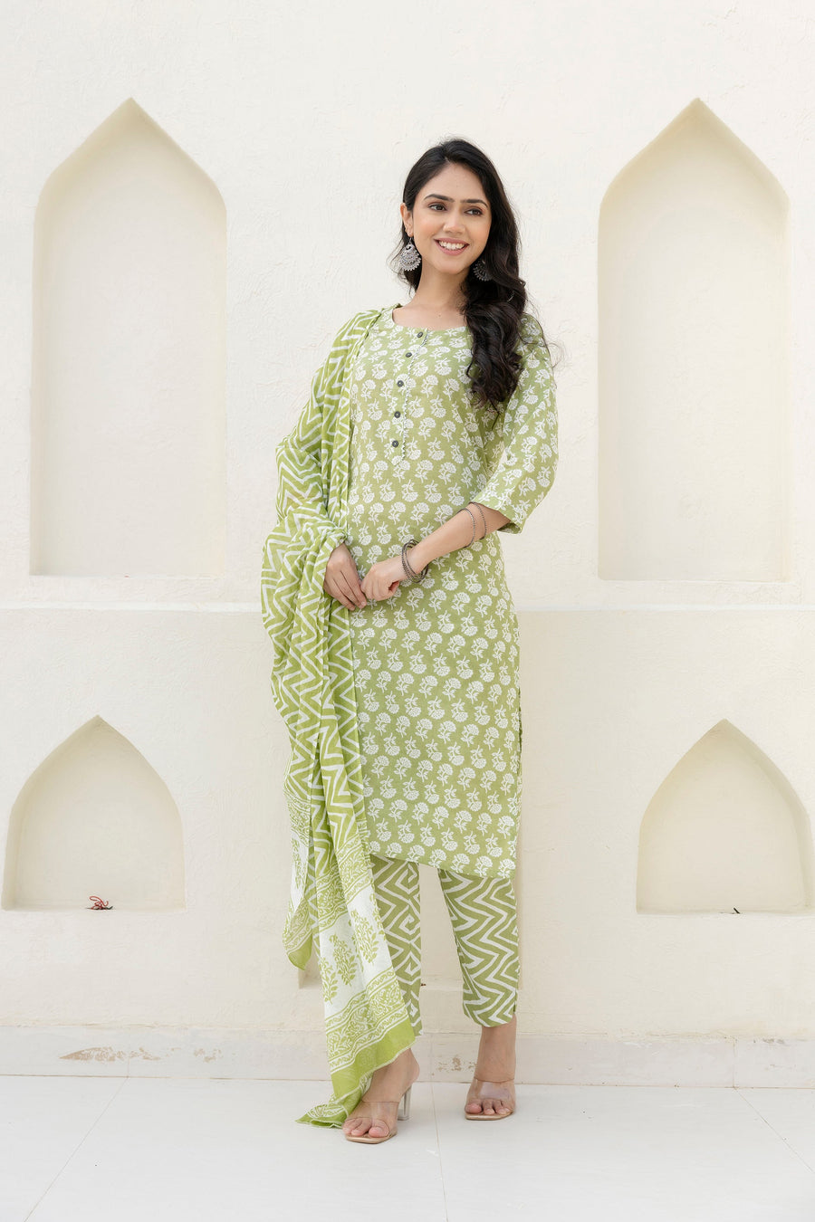 Basil Floral Cotton Dupatta Set — image 6