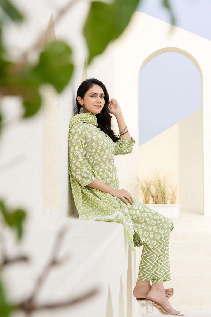 Basil Floral Cotton Dupatta Set — image 10