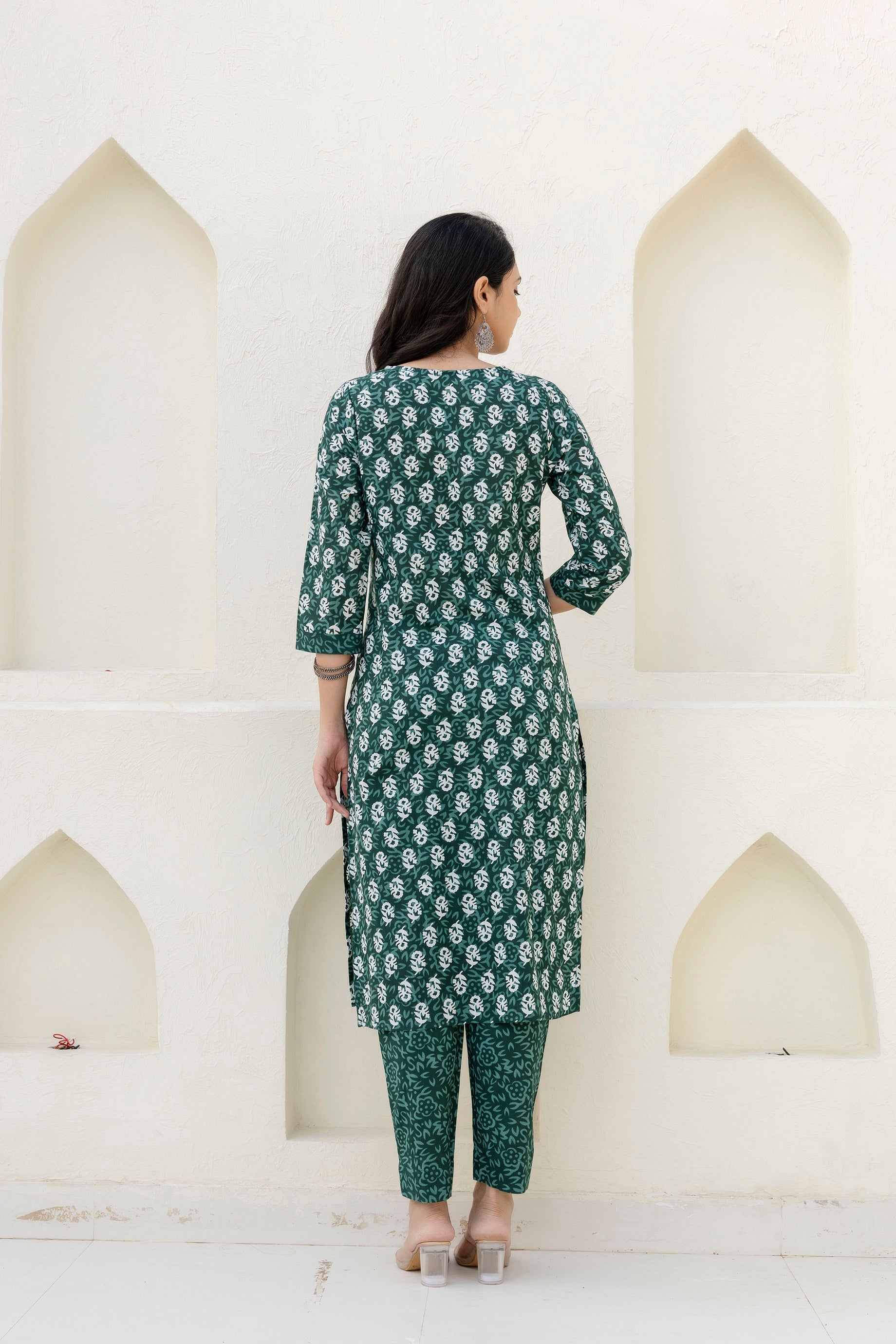 Green Cotton Dupatta Set from Me&My
