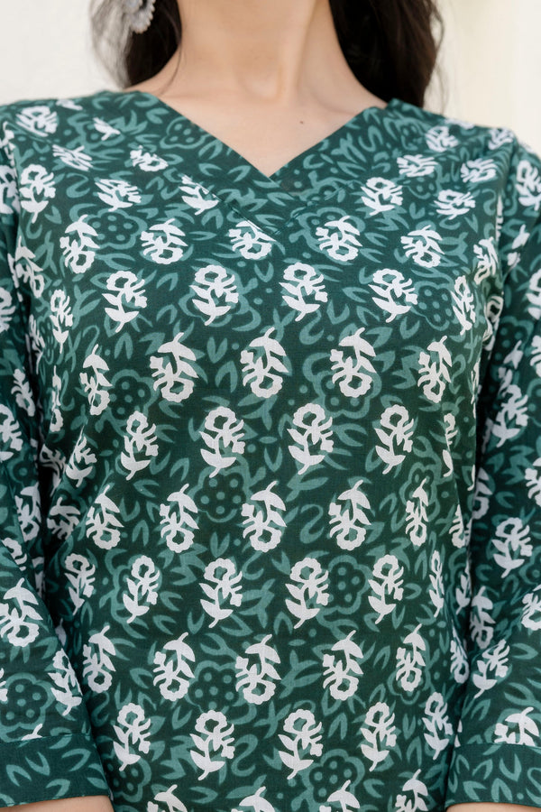Green Cotton Dupatta Set