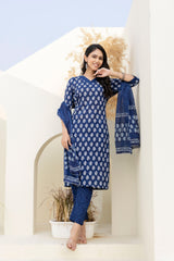 Indigo Petal Cotton Dupatta Set - Me&My