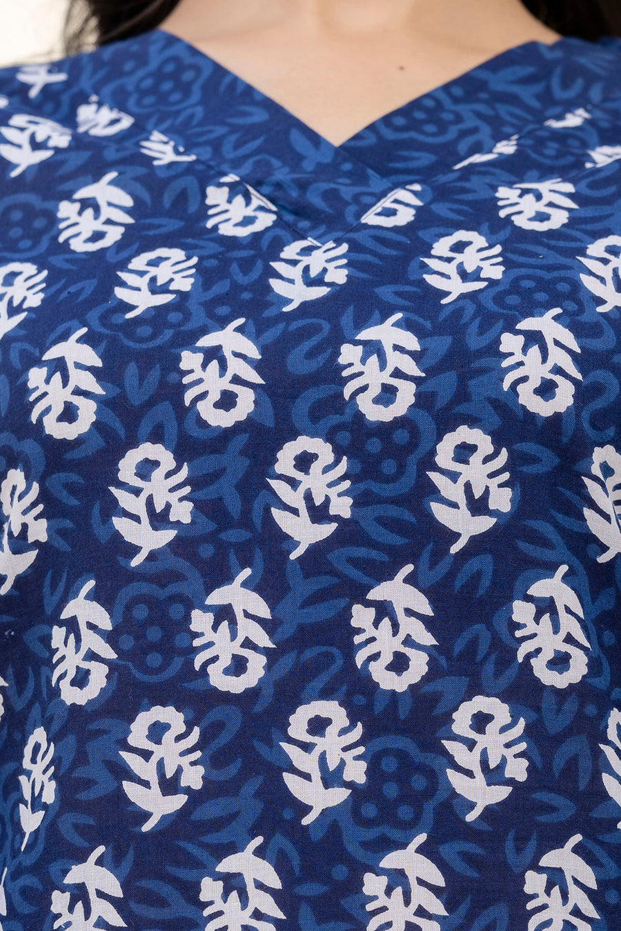 Indigo Petal Cotton Dupatta Set — image 3