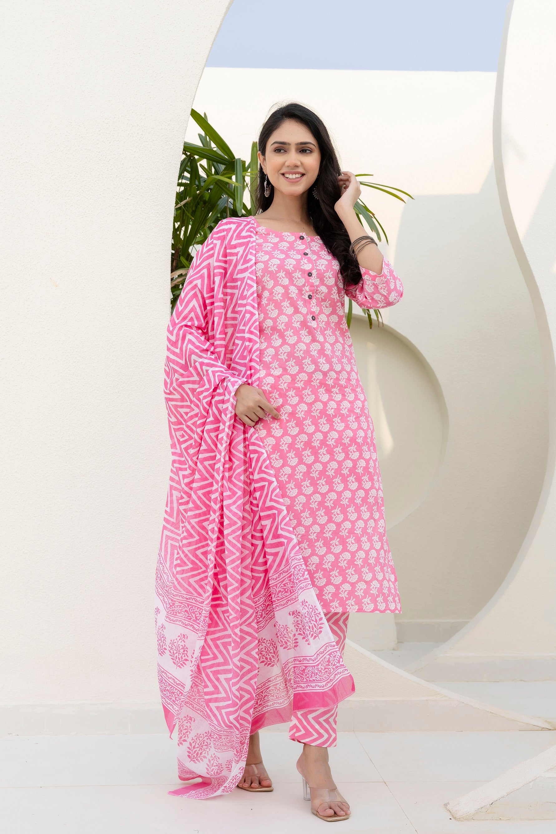 Rose Floral Cotton Dupatta Set - Me&My