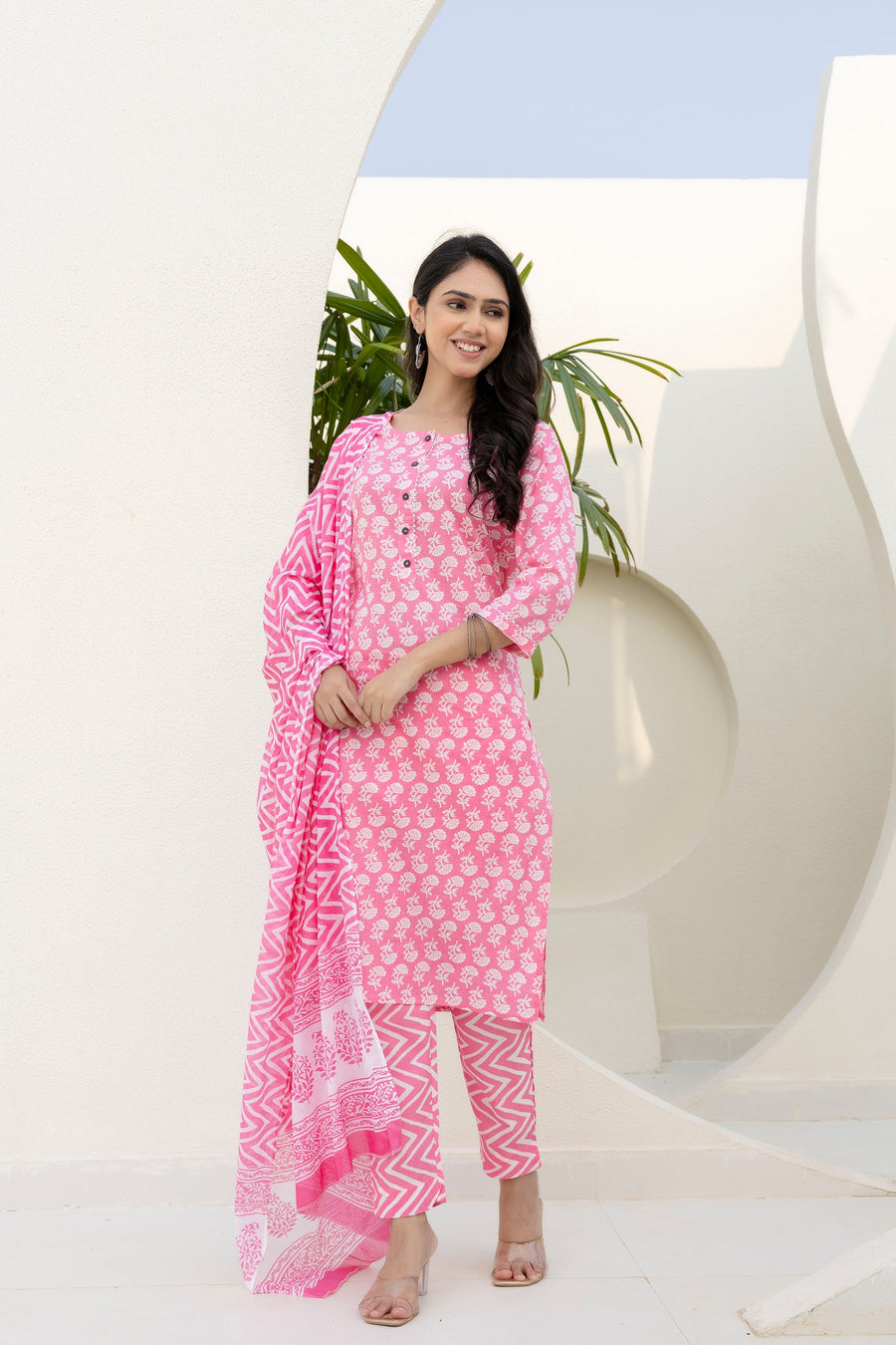 Rose Floral Cotton Dupatta Set — image 4