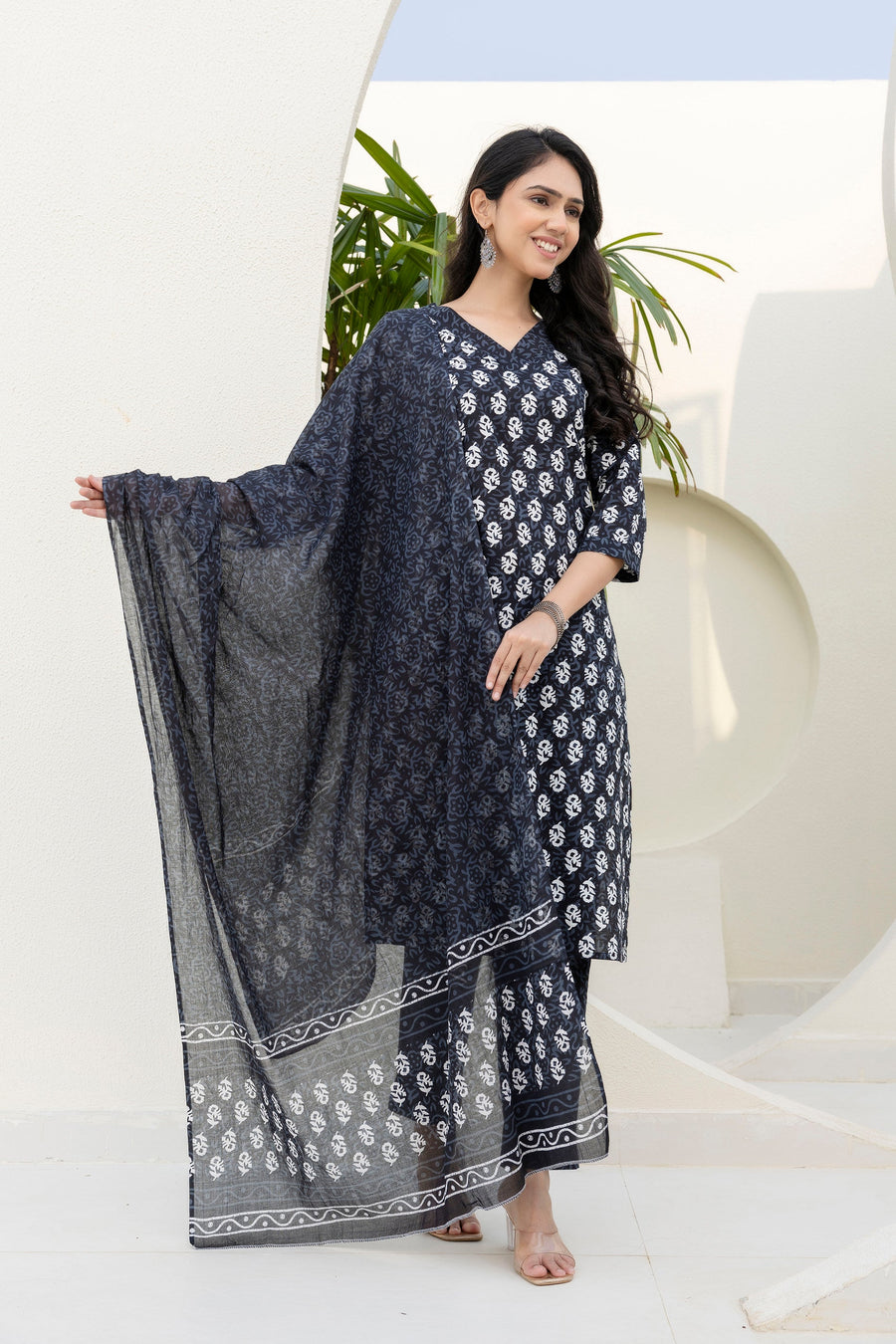 Charcoal Ease Cotton Dupatta Set — image 4