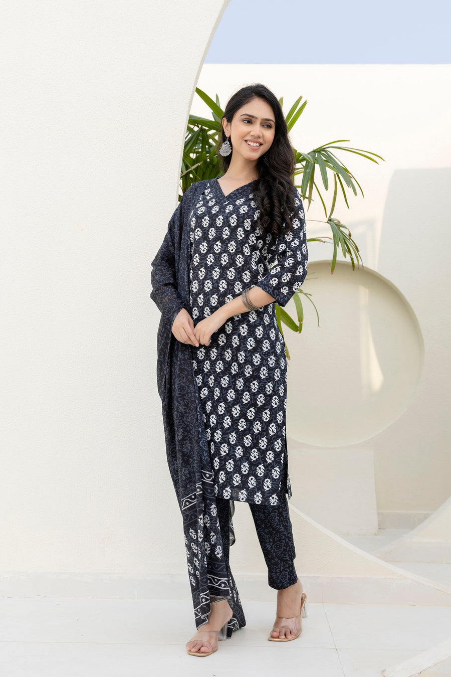 Charcoal Ease Cotton Dupatta Set — image 5