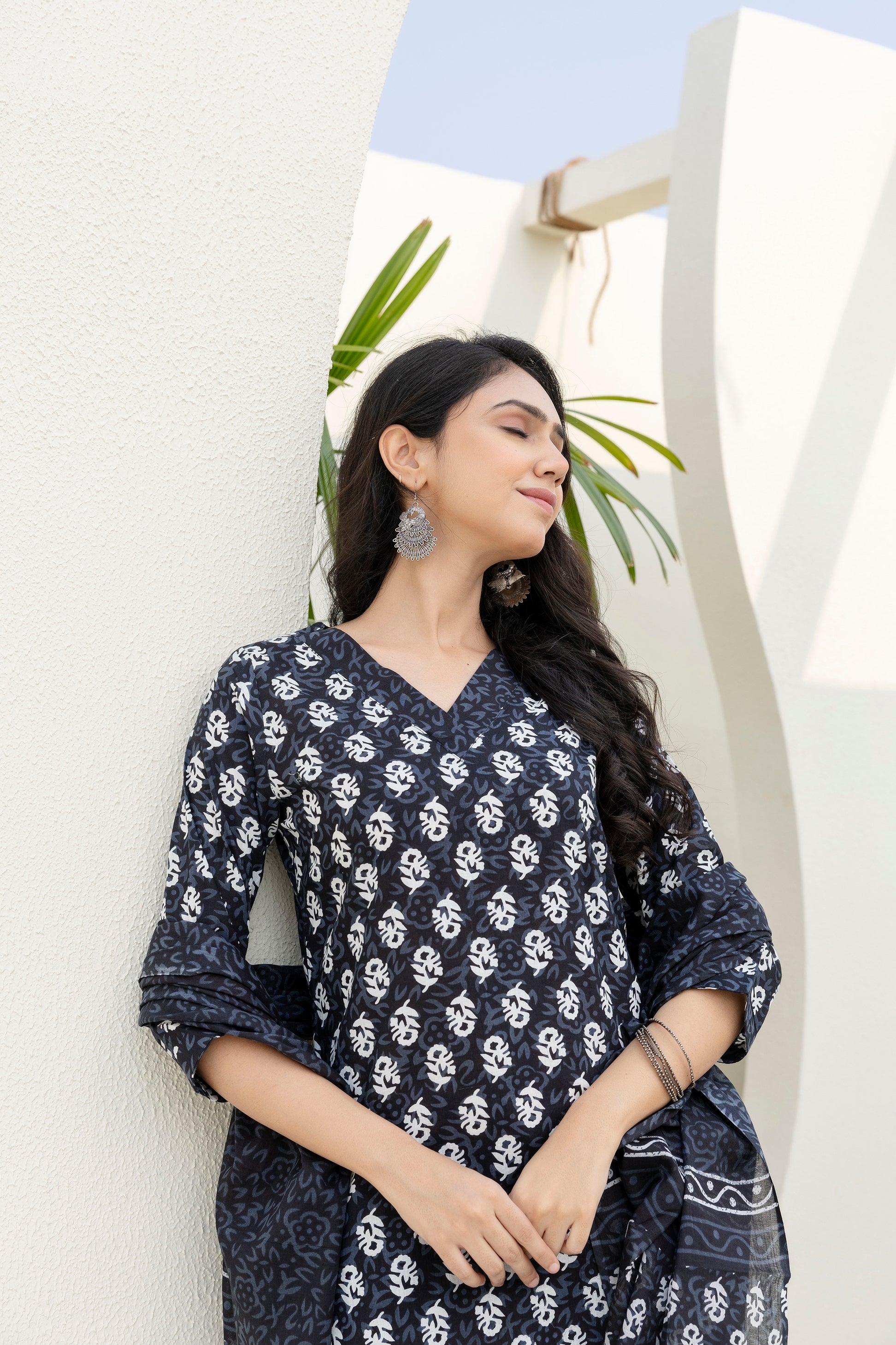 Charcoal Ease Cotton Dupatta Set from Me&My