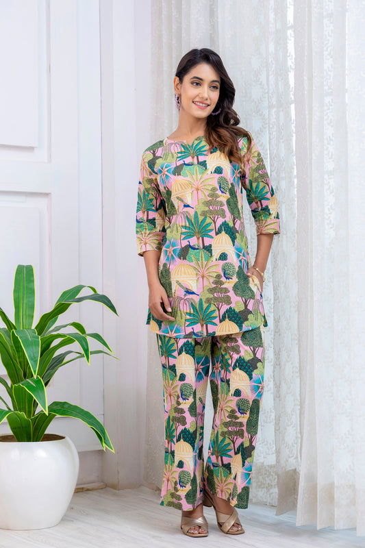 Pink Cotton Botanical Co-ord Set - Me&My