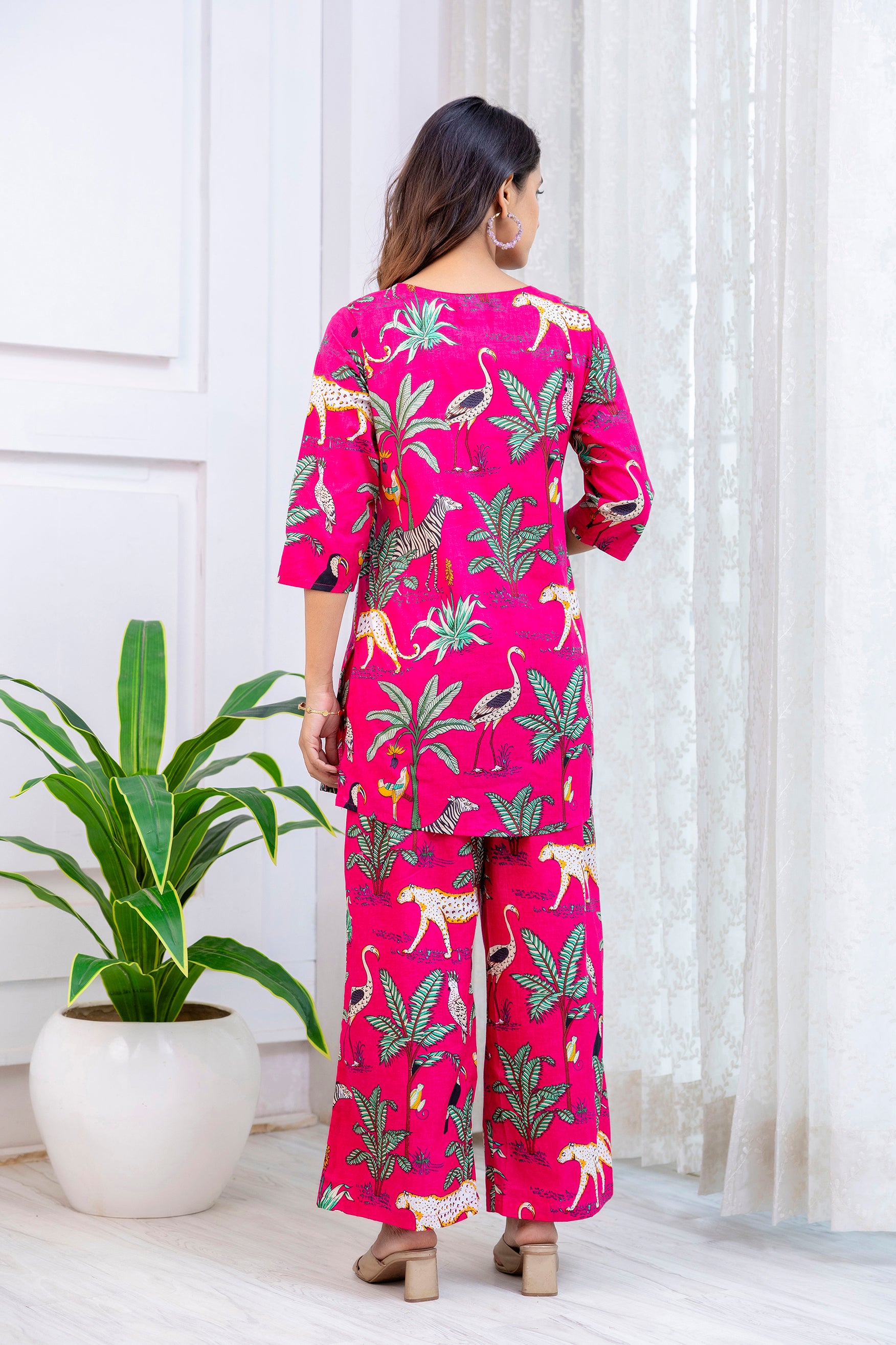 Pink Cotton Botanical Co-ord Set