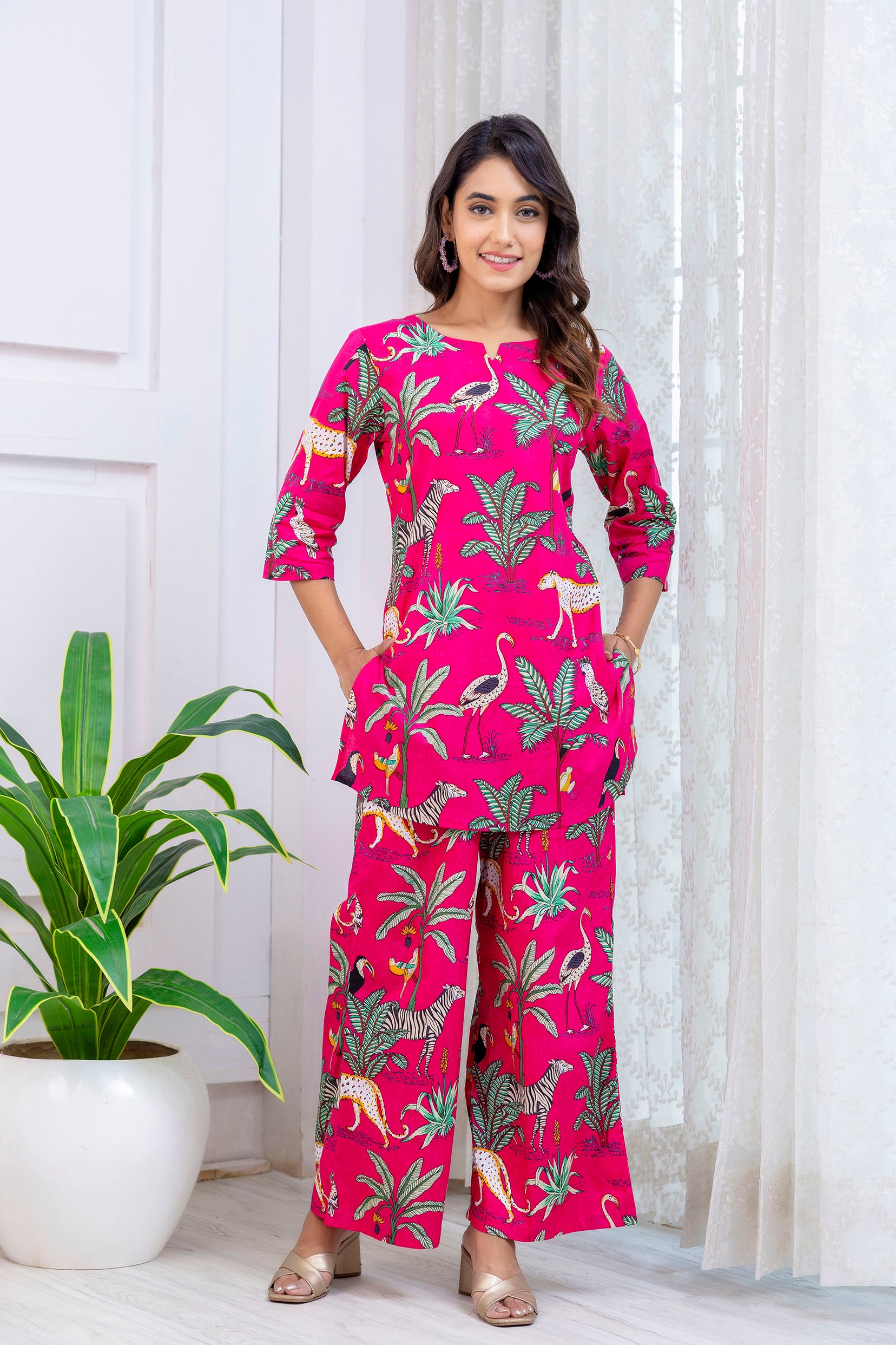 Pink Cotton Botanical Co-ord Set