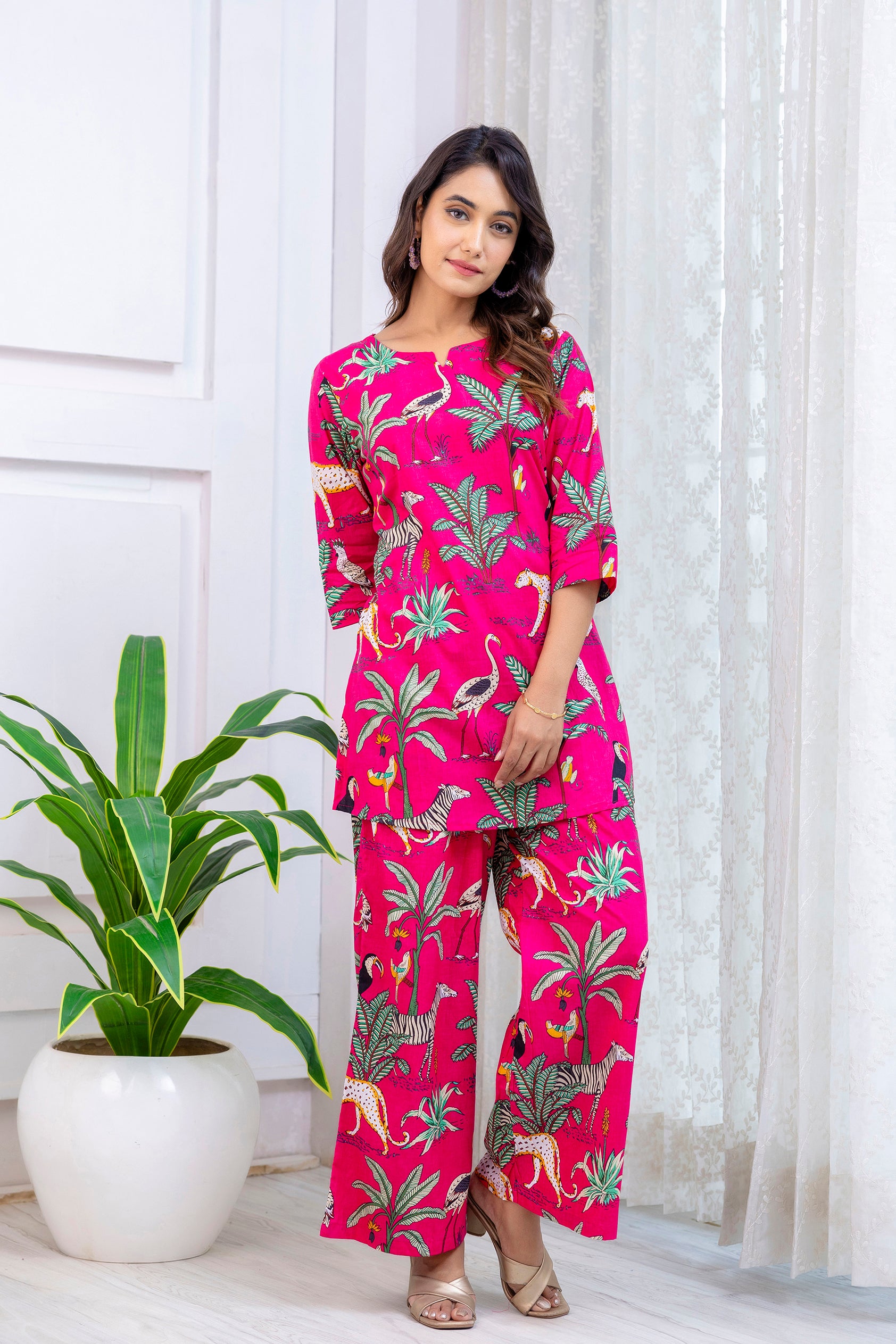 Pink Cotton Botanical Co-ord Set