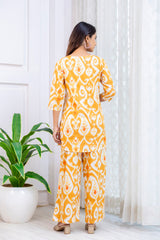 Yellow Cotton Geometric Co-ord Set