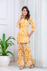 Yellow Cotton Geometric Co-ord Set