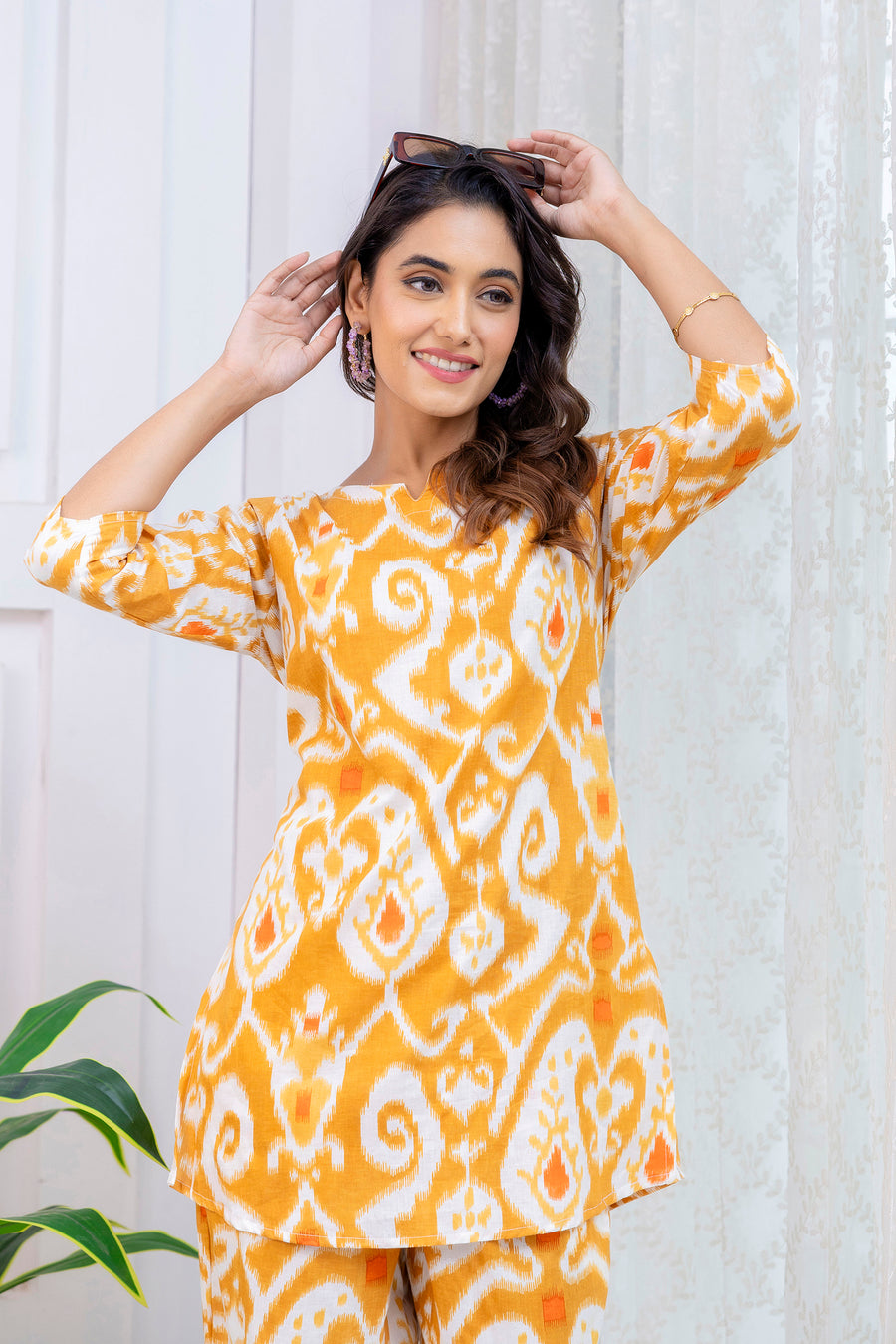 Yellow Cotton Geometric Co-ord Set — image 7