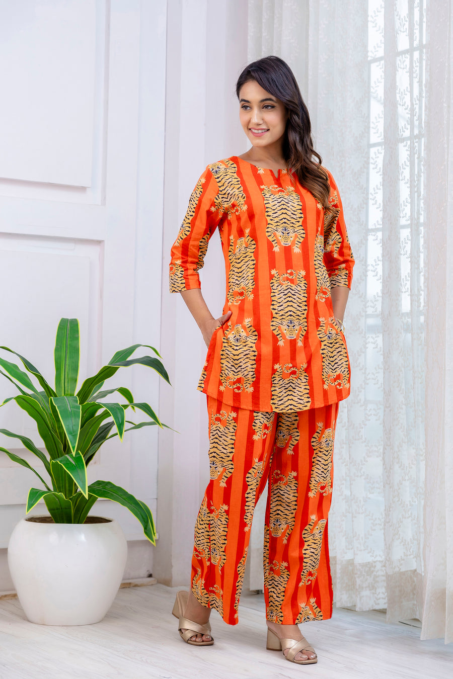 Orange Cotton Animal Print Co-ord Set — image 3
