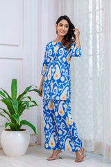 Blue Cotton Abstract Co-ord Set - Me&My