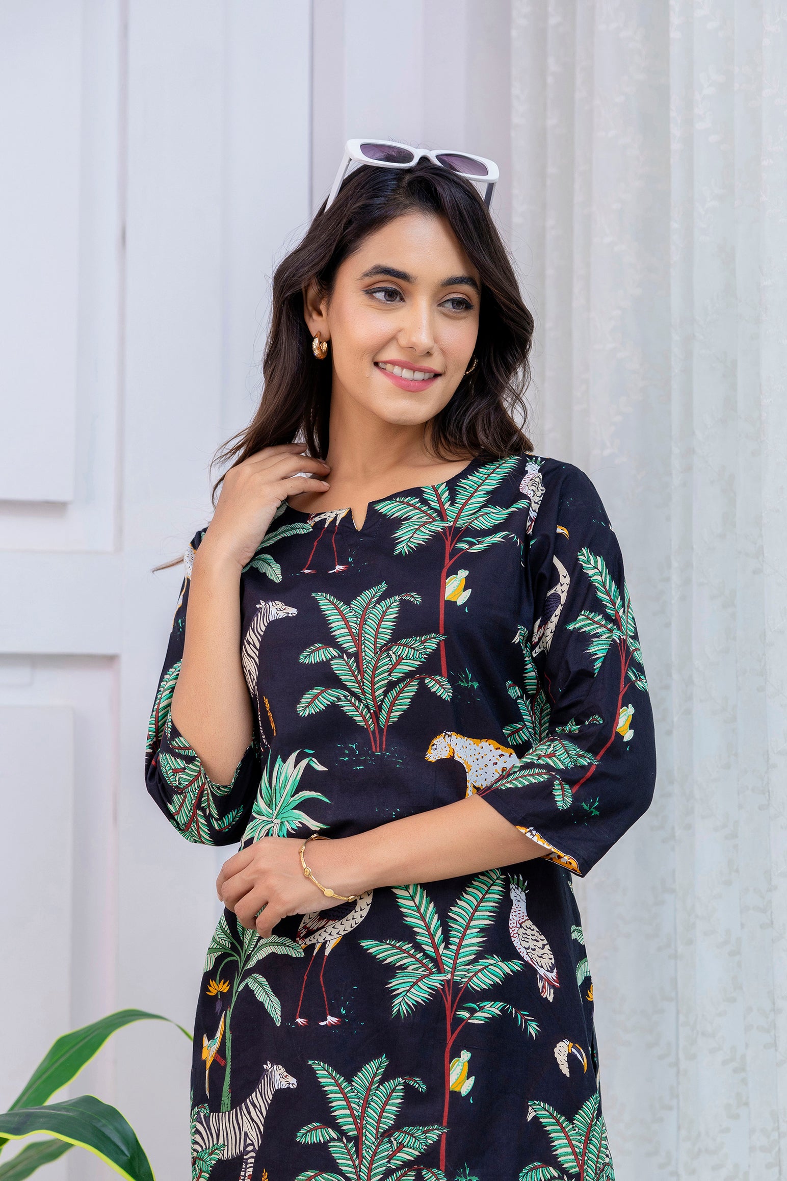 Black Cotton Botanical Co-ord Set