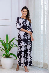 Black Cotton Abstract Co-ord Set