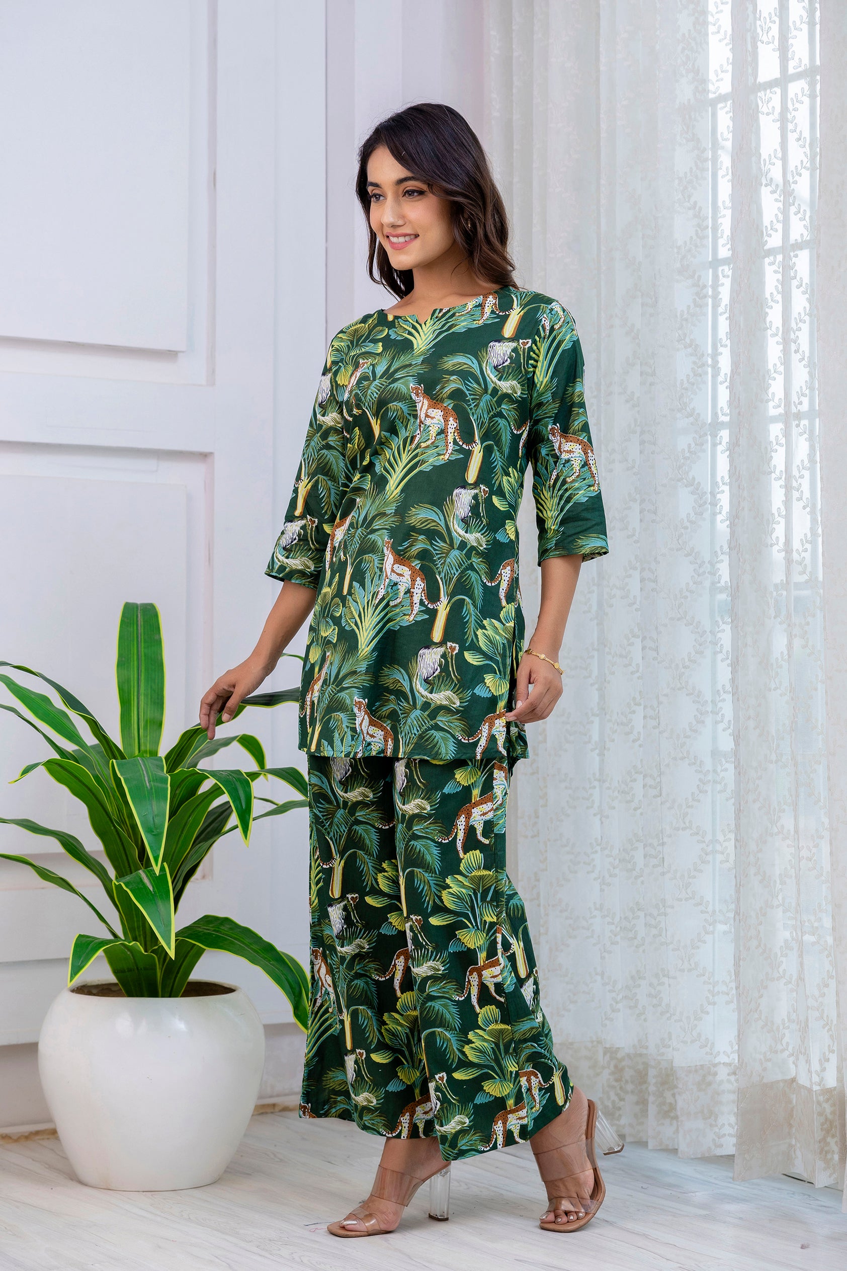 Green Cotton Botanical Co-ord Set