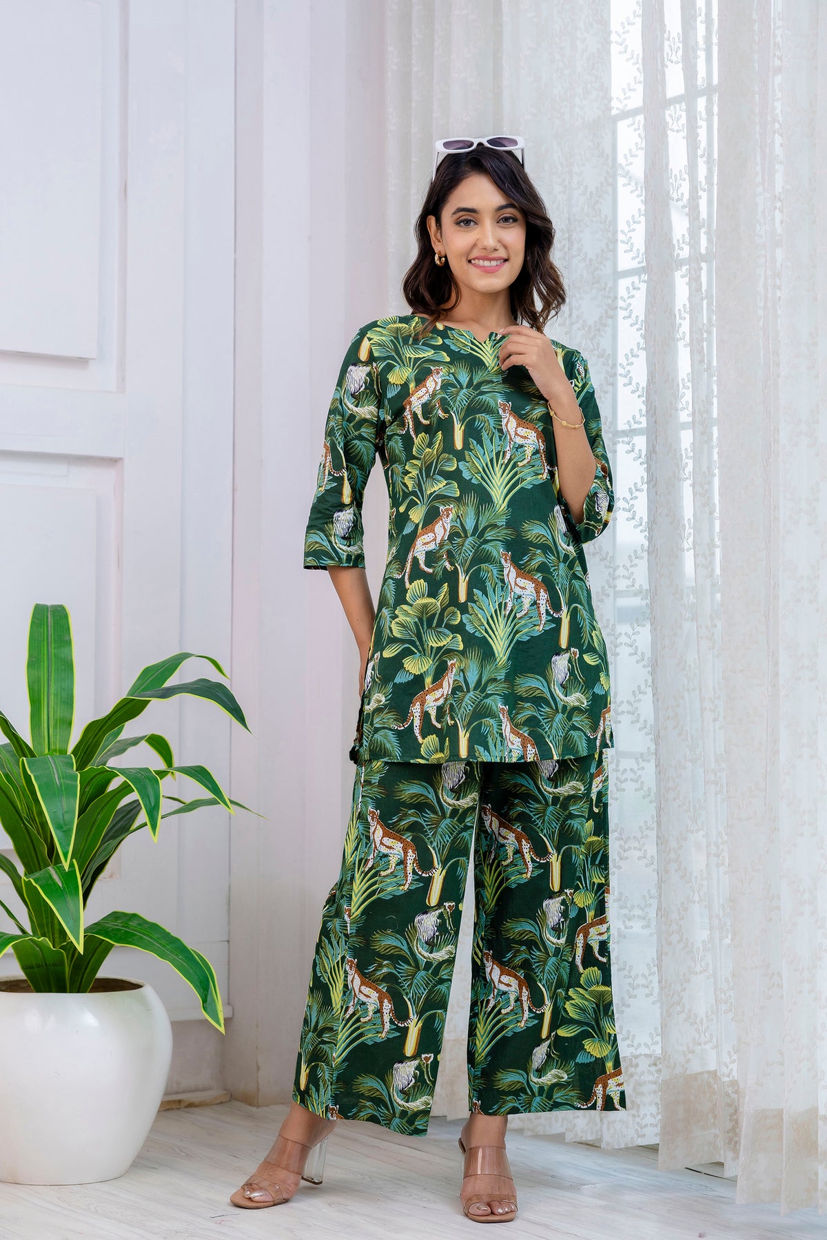 Green Cotton Botanical Co-ord Set