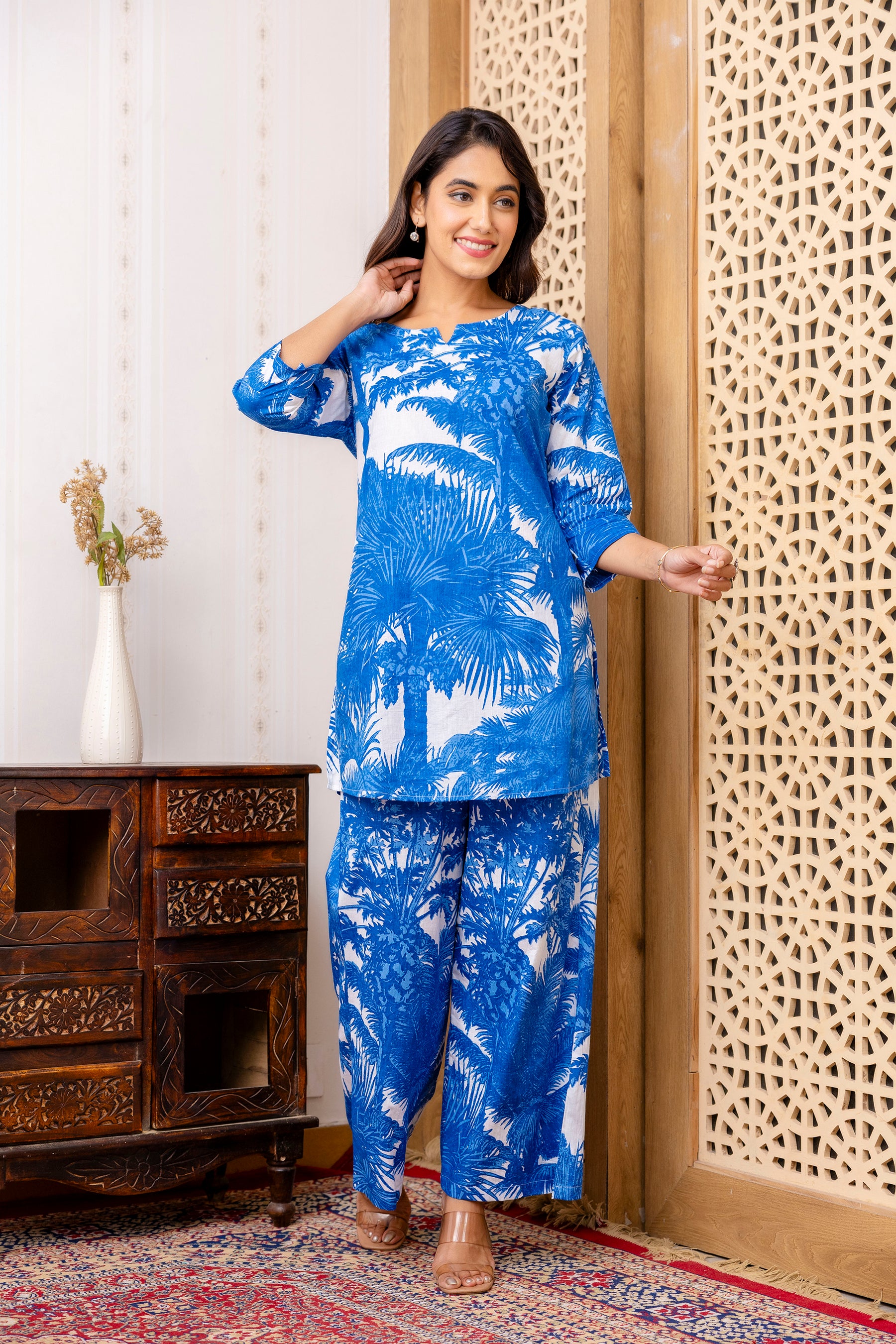 Blue Cotton Botanical Co-ord Set