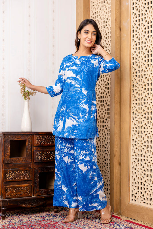 Blue Cotton Botanical Co-ord Set - Me&My