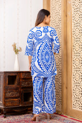 Blue Cotton Abstract Co-ord Set