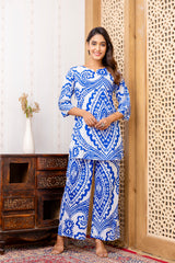 Blue Cotton Abstract Co-ord Set - Me&My
