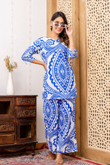 Blue Cotton Abstract Co-ord Set - Me&My