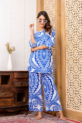 Blue Cotton Abstract Co-ord Set - Me&My