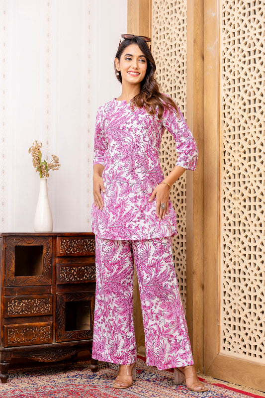 Pink Cotton Botanical Co-ord Set - Me&My
