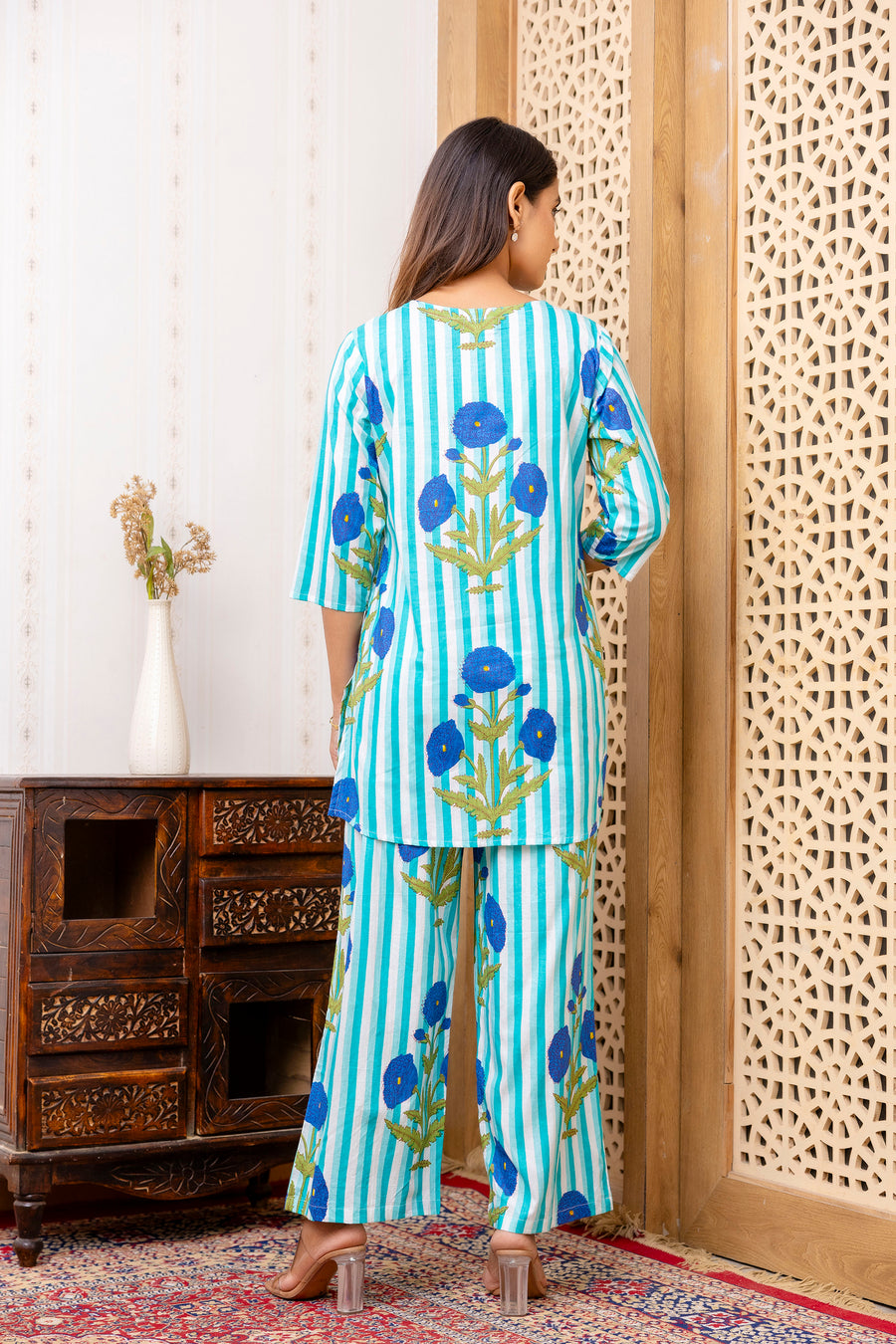 Blue Cotton Floral Co-ord Set — image 7